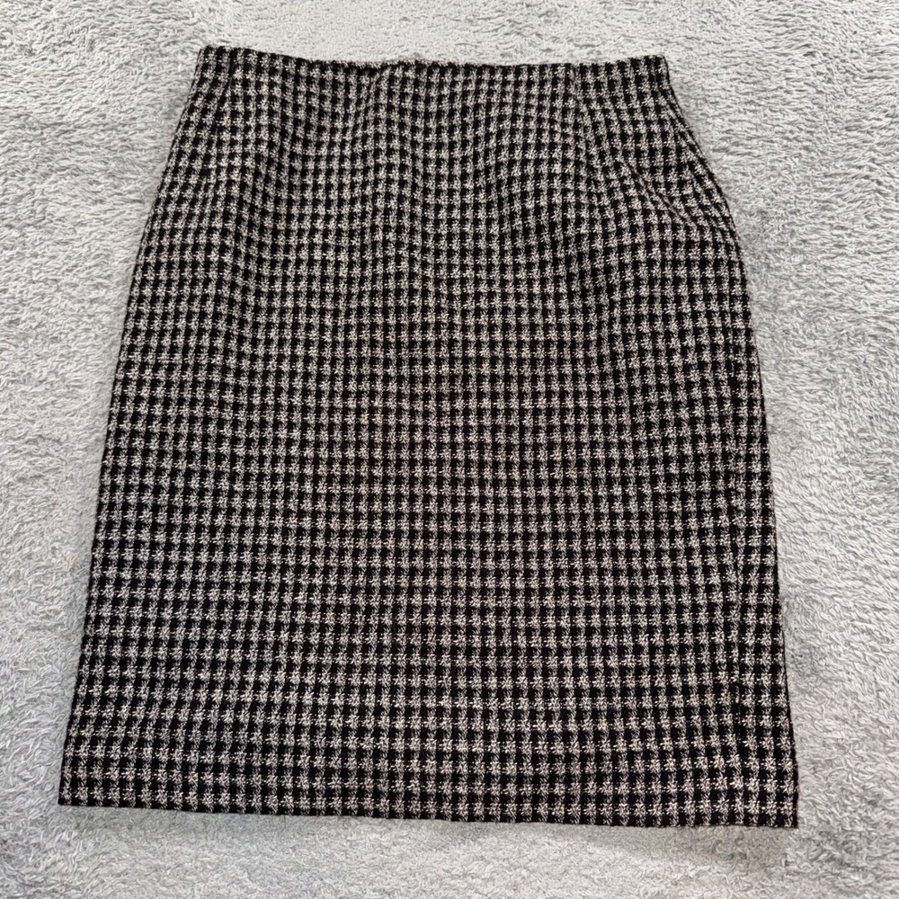 Center Fashion SpA Wool Silk Houndstooth Pencil Skirt 48 IT Italy Office Career